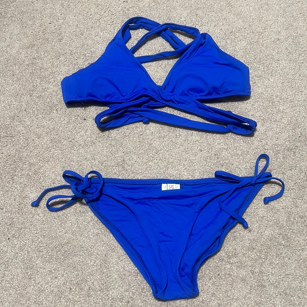 Becca blue wrap bikini